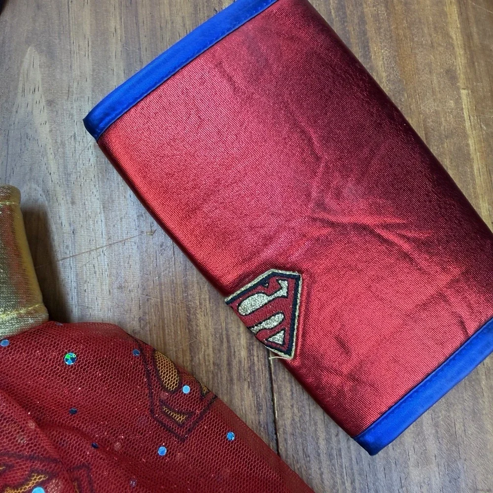 DC Superheroes Supergirl YL Costume Cosplay Dress, Belt, Cape & Armbands